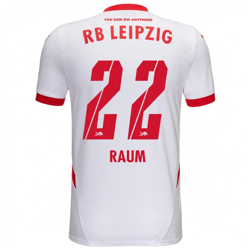Danxen Mujer Camiseta David Raum #22 Blanco Rojo 1ª Equipación 2024/25 La Camisa