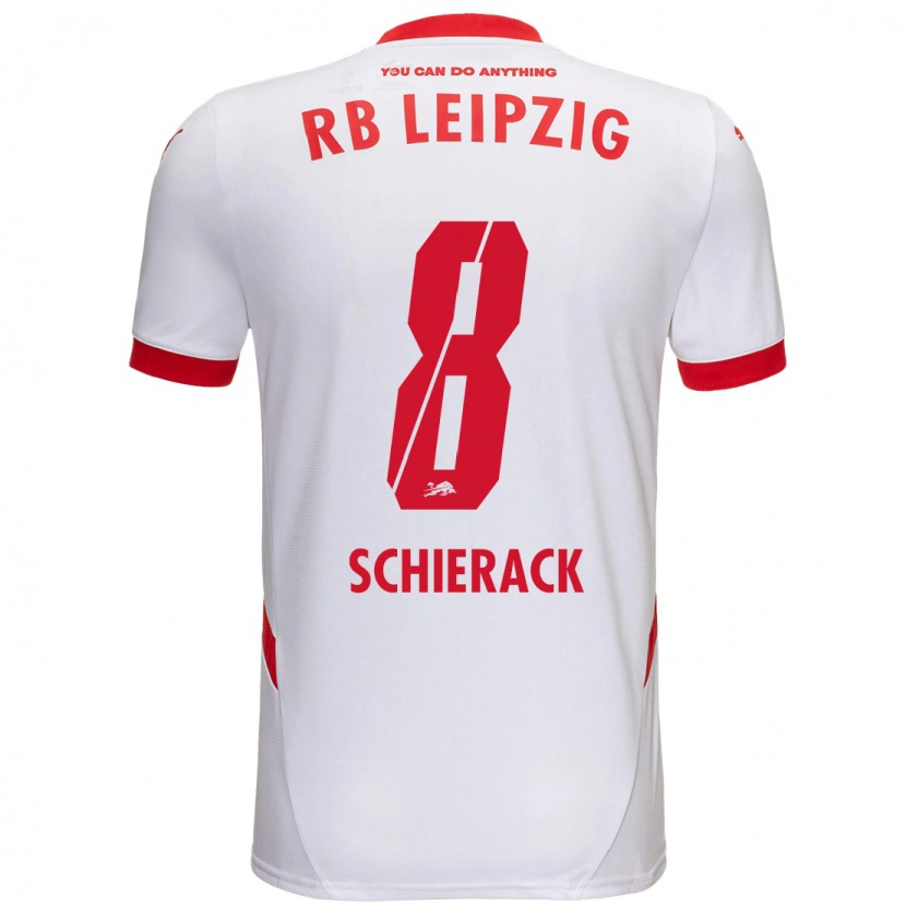 Danxen Mujer Camiseta Simon Schierack #8 Blanco Rojo 1ª Equipación 2024/25 La Camisa