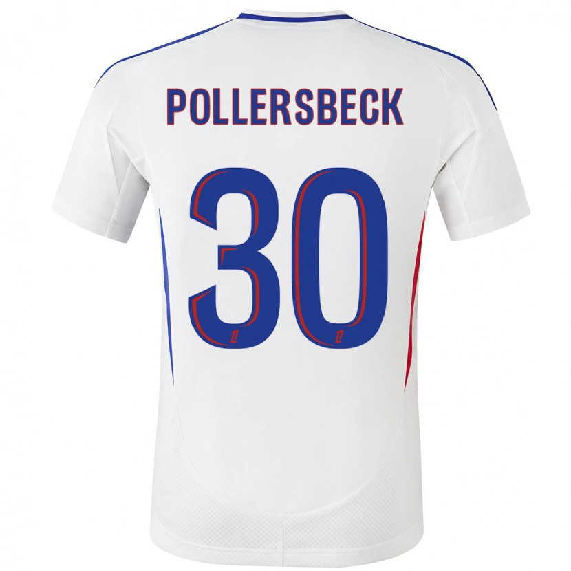 Danxen Mujer Camiseta Julian Pollersbeck #30 Blanco Azul 1ª Equipación 2024/25 La Camisa