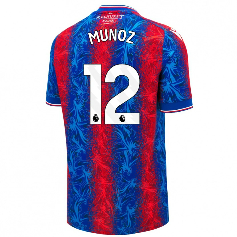 Danxen Mujer Camiseta Daniel Muñoz #12 Rayas Rojas Y Azules 1ª Equipación 2024/25 La Camisa