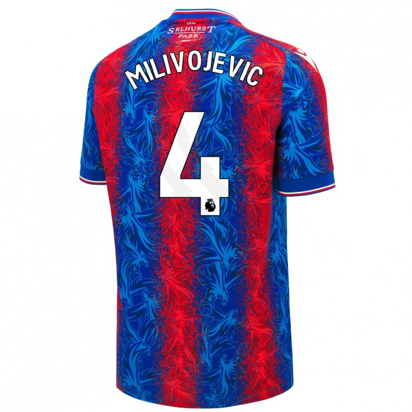 Danxen Mujer Camiseta Luka Milivojevic #4 Rayas Rojas Y Azules 1ª Equipación 2024/25 La Camisa