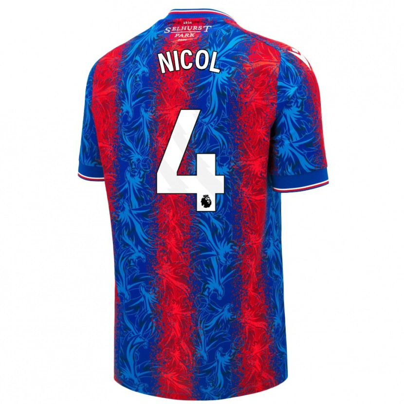 Danxen Mujer Camiseta Leigh Nicol #4 Rayas Rojas Y Azules 1ª Equipación 2024/25 La Camisa