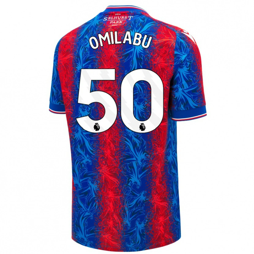 Danxen Mujer Camiseta David Omilabu #50 Rayas Rojas Y Azules 1ª Equipación 2024/25 La Camisa