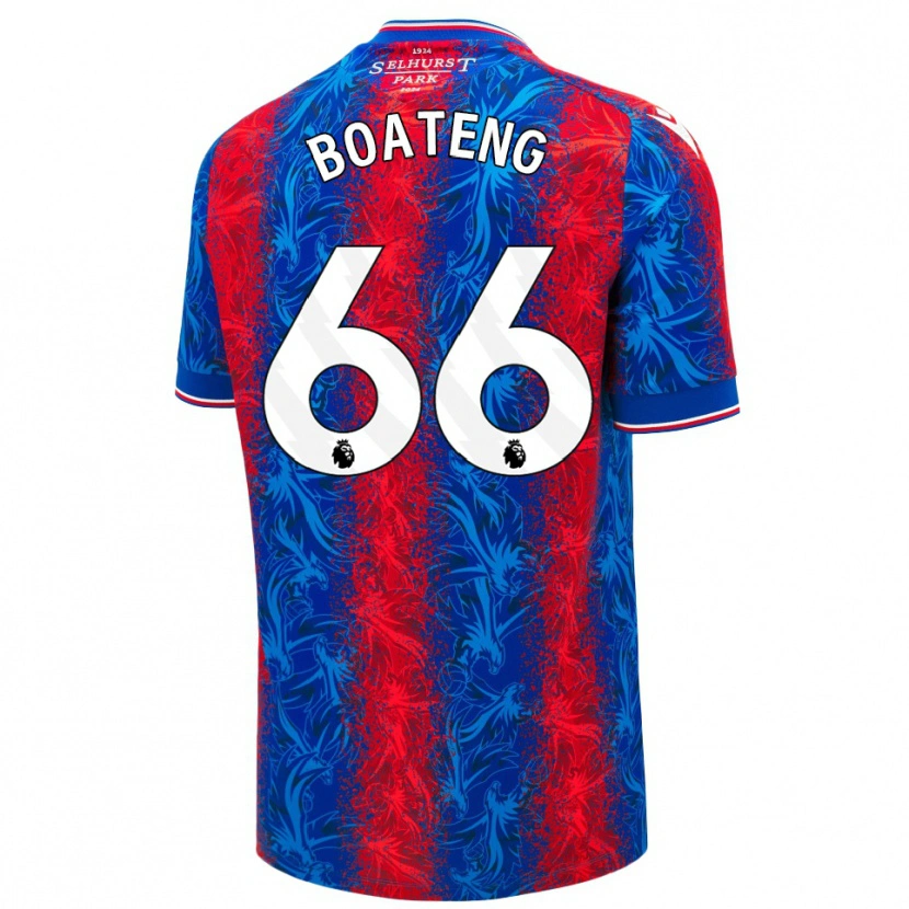 Danxen Mujer Camiseta David Boateng #66 Rayas Rojas Y Azules 1ª Equipación 2024/25 La Camisa