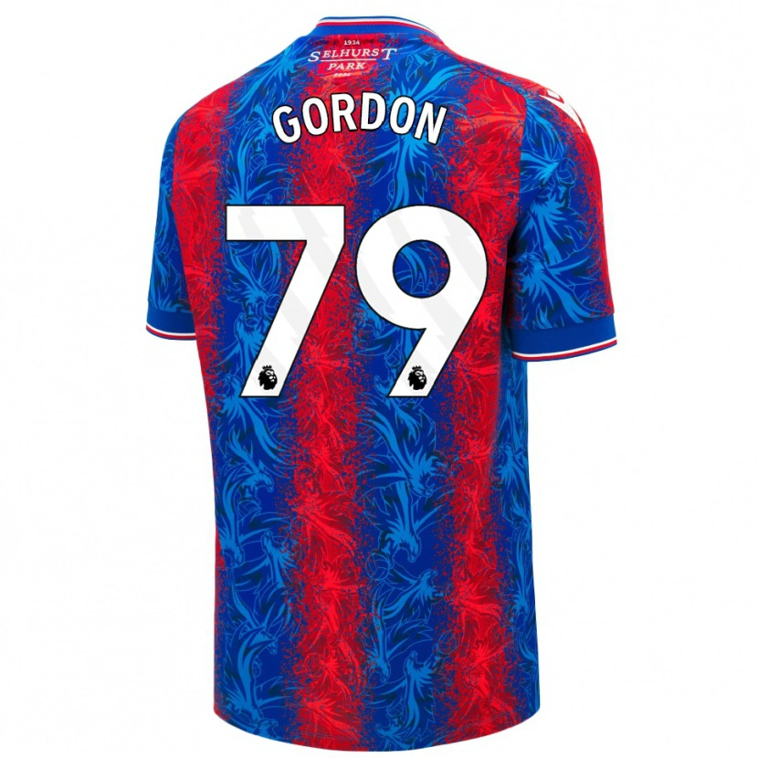 Danxen Mujer Camiseta John-Kymani Gordon #79 Rayas Rojas Y Azules 1ª Equipación 2024/25 La Camisa