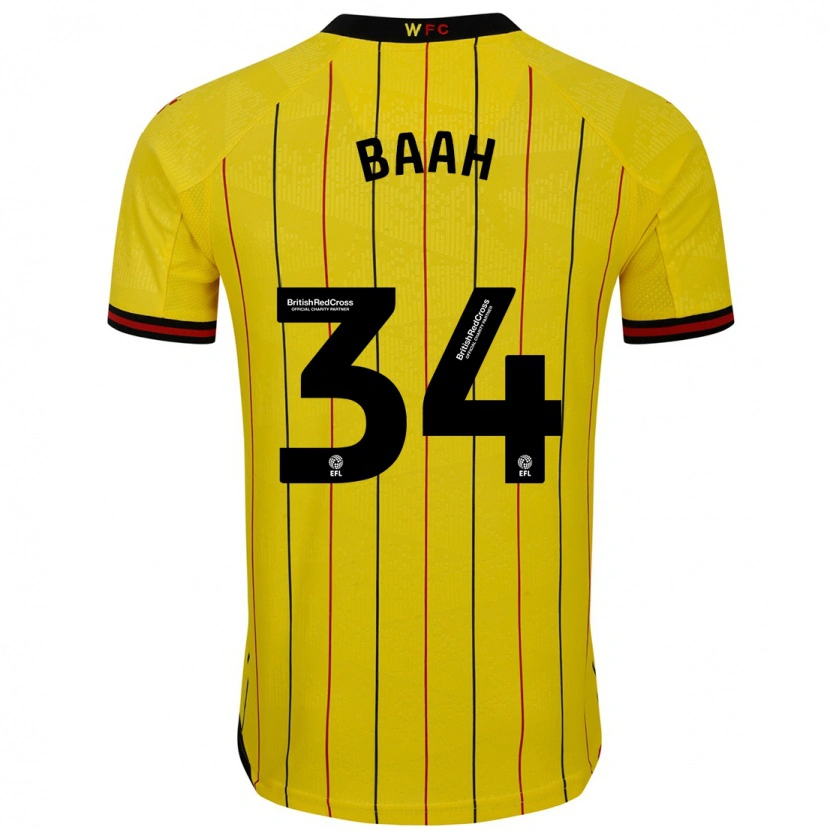 Danxen Mujer Camiseta Kwadwo Baah #34 Amarillo Negro 1ª Equipación 2024/25 La Camisa