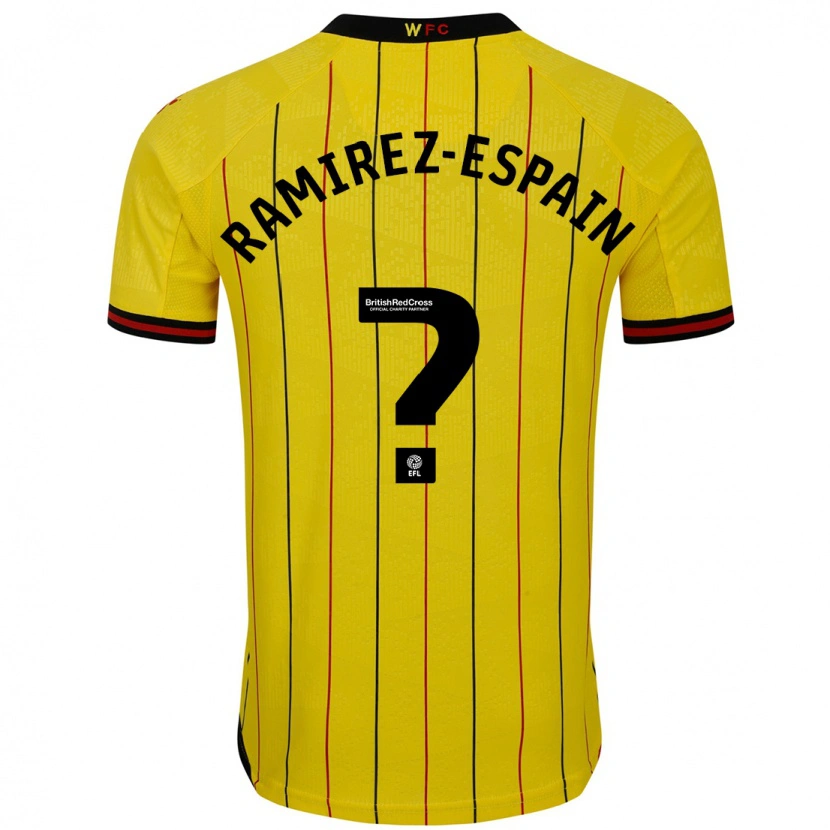 Danxen Mujer Camiseta Leo Ramirez-Espain #0 Amarillo Negro 1ª Equipación 2024/25 La Camisa