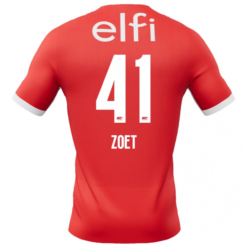 Danxen Mujer Camiseta Jeroen Zoet #41 Rojo Blanco 1ª Equipación 2024/25 La Camisa