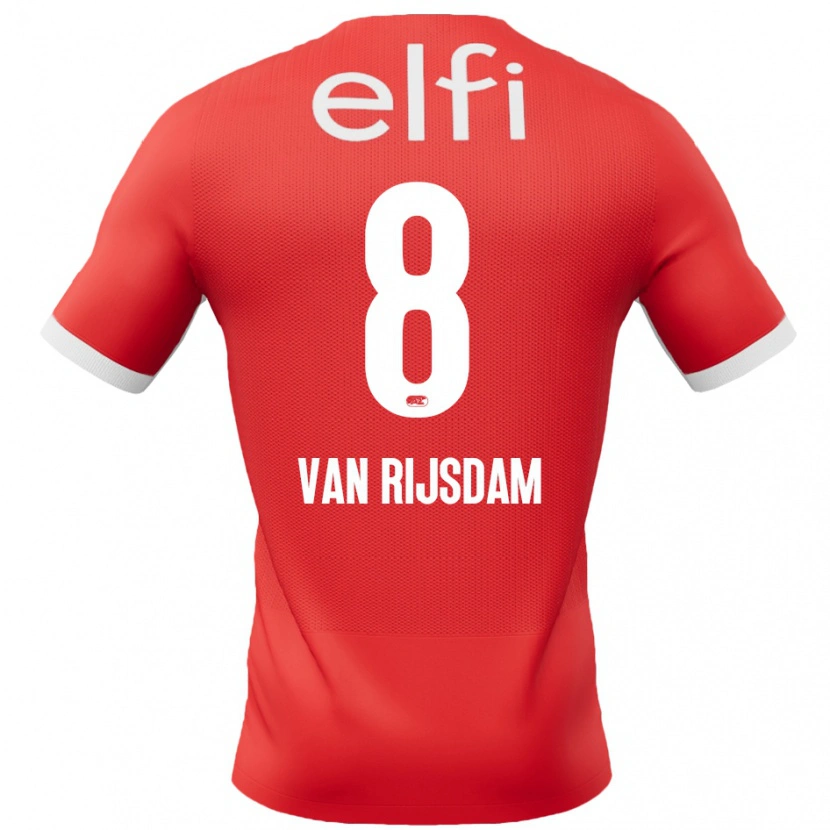Danxen Mujer Camiseta Julian Van Rijsdam #8 Rojo Blanco 1ª Equipación 2024/25 La Camisa