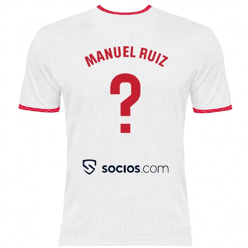 Danxen Mujer Camiseta José Manuel Ruiz #0 Blanco Rojo 1ª Equipación 2024/25 La Camisa