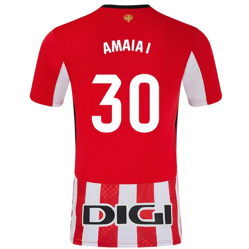 Danxen Mujer Camiseta Amaia Iribarren Arteta #30 Rojo Blanco 1ª Equipación 2024/25 La Camisa