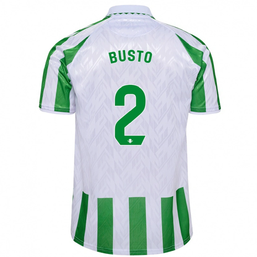Danxen Mujer Camiseta Pablo Busto #2 Verde Rayas Blancas 1ª Equipación 2024/25 La Camisa