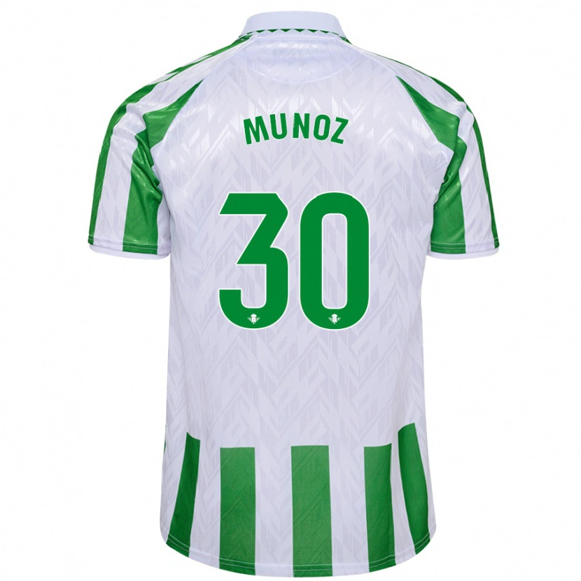 Danxen Mujer Camiseta Blanca Muñoz #30 Verde Rayas Blancas 1ª Equipación 2024/25 La Camisa