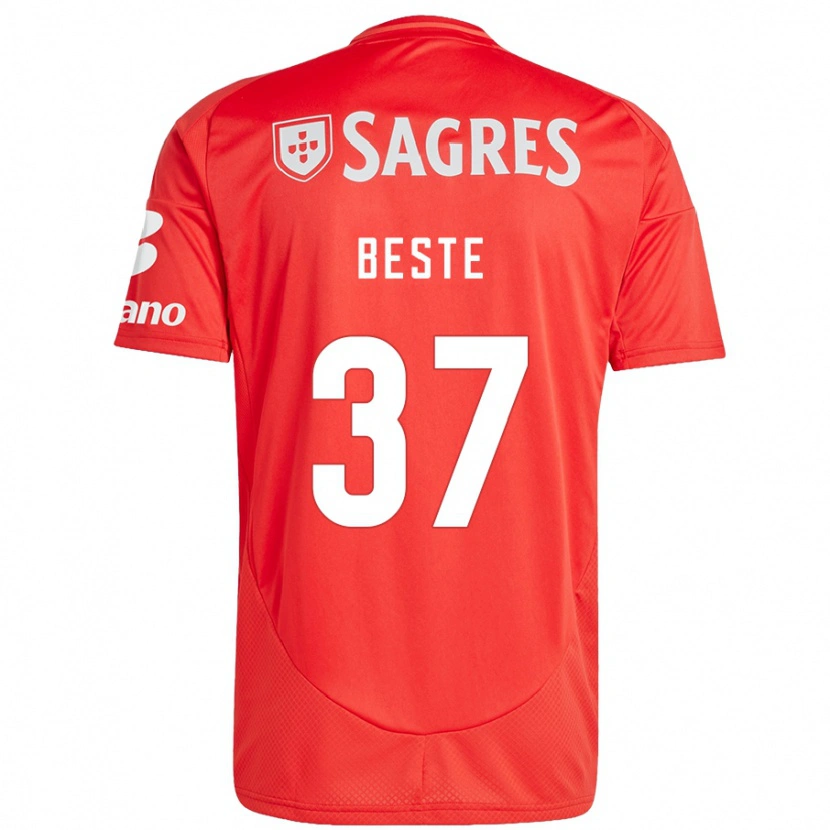 Danxen Mujer Camiseta Jan-Niklas Beste #37 Rojo Blanco 1ª Equipación 2024/25 La Camisa