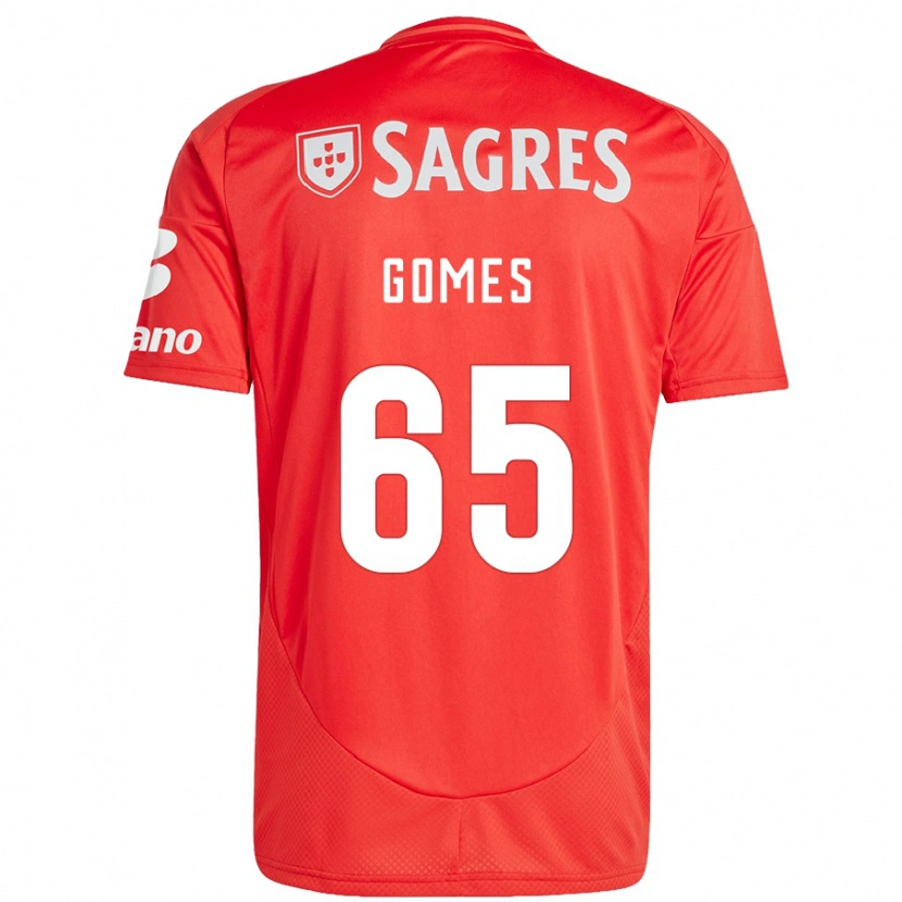 Danxen Mujer Camiseta André Gomes #65 Rojo Blanco 1ª Equipación 2024/25 La Camisa