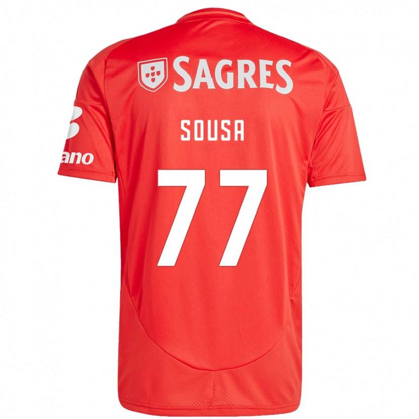 Danxen Mujer Camiseta Gerson Sousa #77 Rojo Blanco 1ª Equipación 2024/25 La Camisa