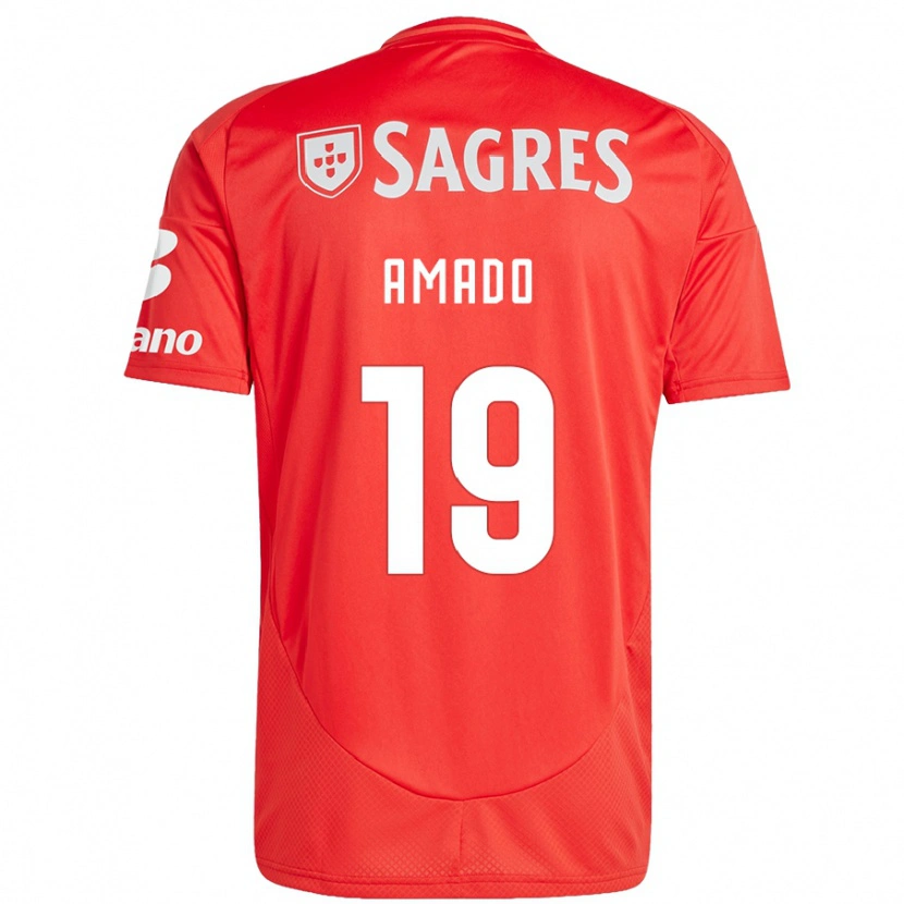 Danxen Mujer Camiseta Catarina Amado #19 Rojo Blanco 1ª Equipación 2024/25 La Camisa