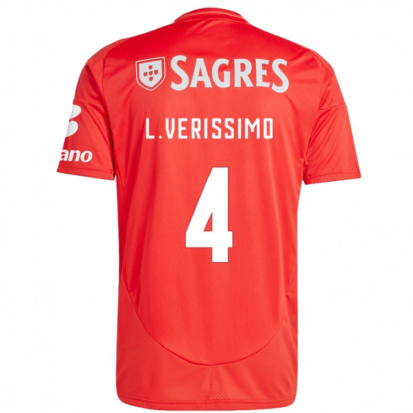 Danxen Mujer Camiseta Lucas Verissimo #4 Rojo Blanco 1ª Equipación 2024/25 La Camisa