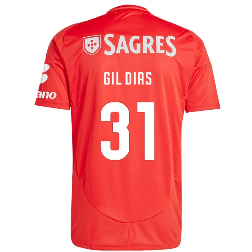 Danxen Mujer Camiseta Gil Dias #31 Rojo Blanco 1ª Equipación 2024/25 La Camisa