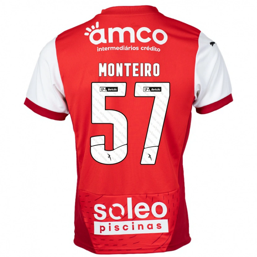 Danxen Mujer Camiseta Jordan Monteiro #57 Rojo Blanco 1ª Equipación 2024/25 La Camisa