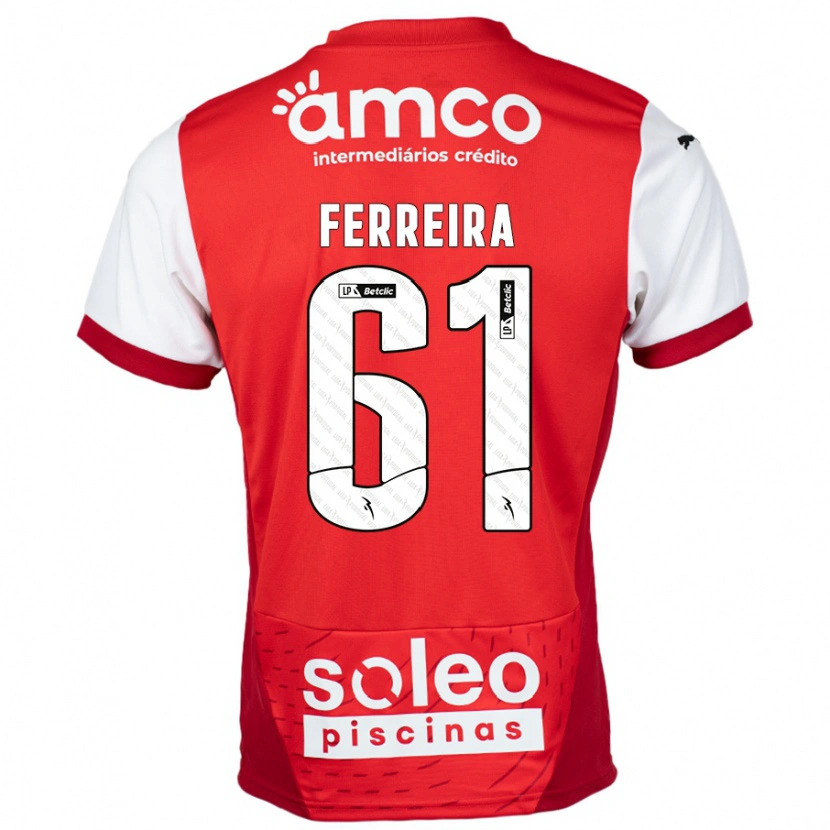 Danxen Mujer Camiseta Tiago Ferreira #61 Rojo Blanco 1ª Equipación 2024/25 La Camisa