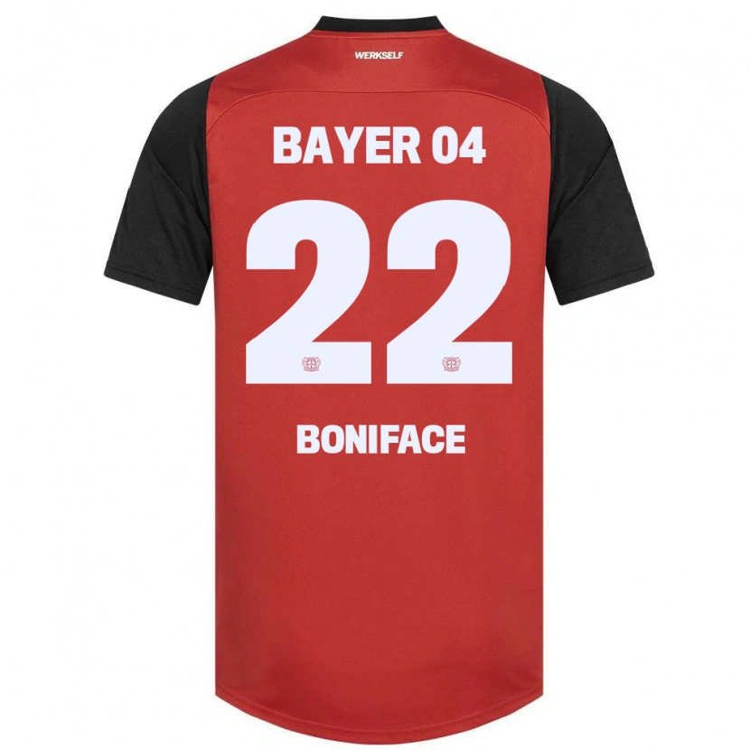 Danxen Mujer Camiseta Victor Boniface #22 Rojo Negro 1ª Equipación 2024/25 La Camisa