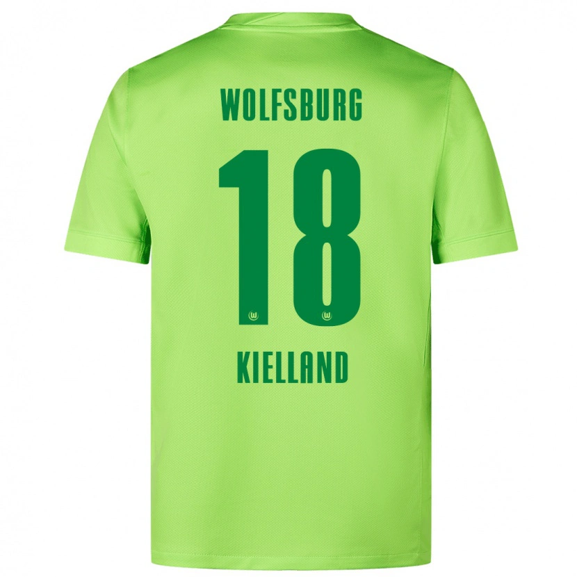 Danxen Mujer Camiseta Justine Kielland #18 Verde Fluorescente 1ª Equipación 2024/25 La Camisa