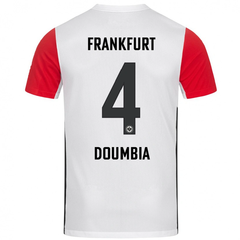 Danxen Mujer Camiseta Fousseny Doumbia #4 Blanco Rojo 1ª Equipación 2024/25 La Camisa