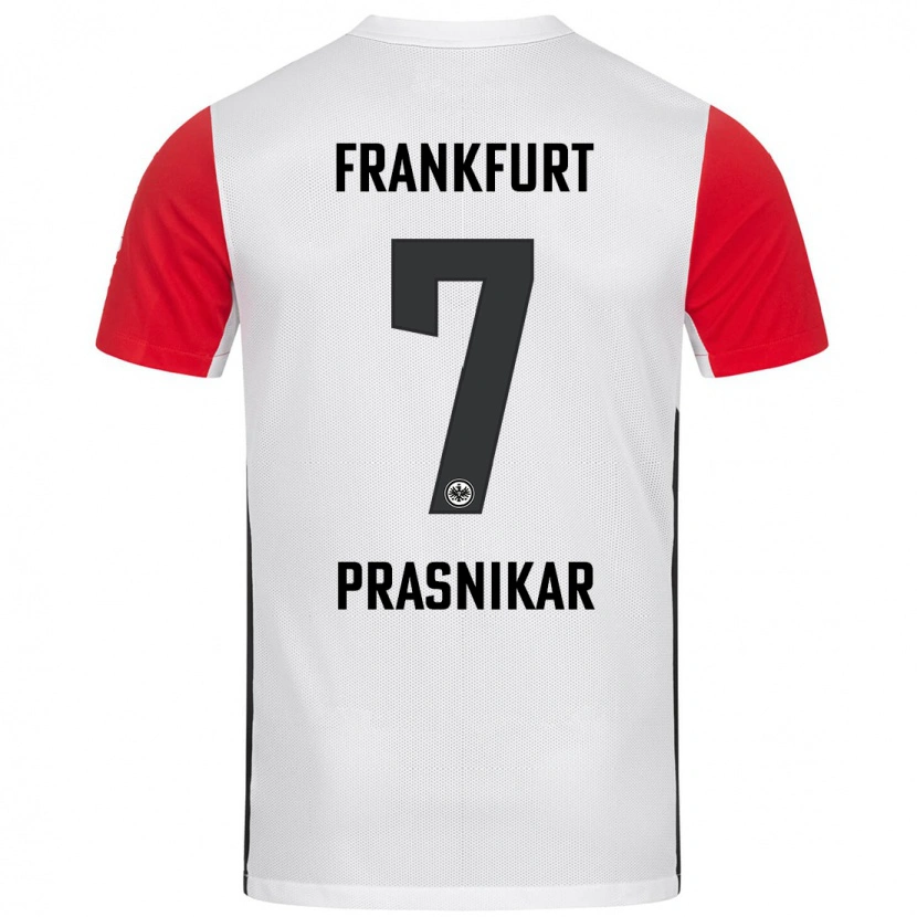Danxen Mujer Camiseta Lara Prašnikar #7 Blanco Rojo 1ª Equipación 2024/25 La Camisa