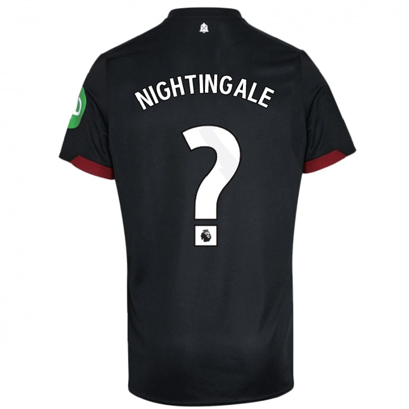 Danxen Mujer Camiseta Ben Nightingale #0 Negro Blanco 2ª Equipación 2024/25 La Camisa