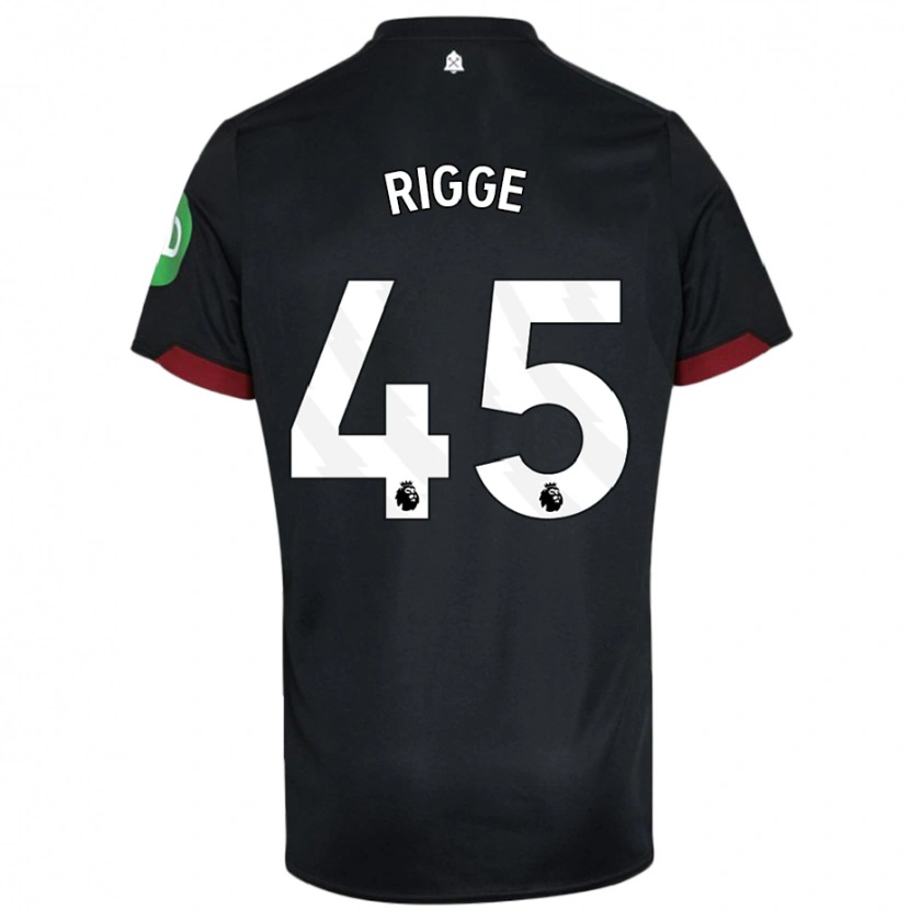 Danxen Mujer Camiseta Daniel Rigge #45 Negro Blanco 2ª Equipación 2024/25 La Camisa