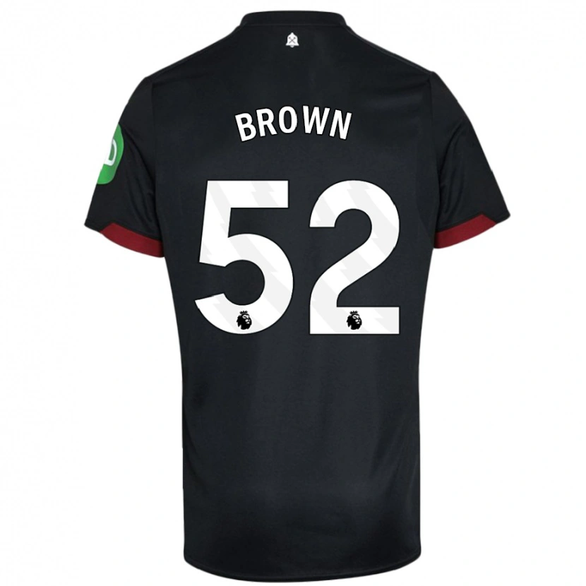 Danxen Mujer Camiseta Luis Brown #52 Negro Blanco 2ª Equipación 2024/25 La Camisa