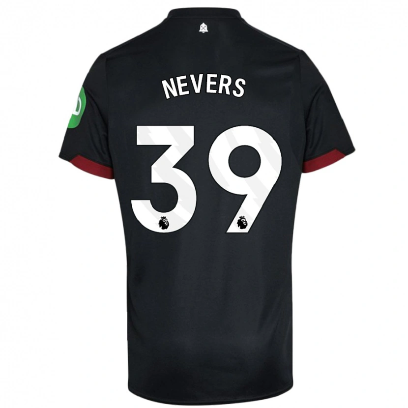 Danxen Mujer Camiseta Thierry Nevers #39 Negro Blanco 2ª Equipación 2024/25 La Camisa