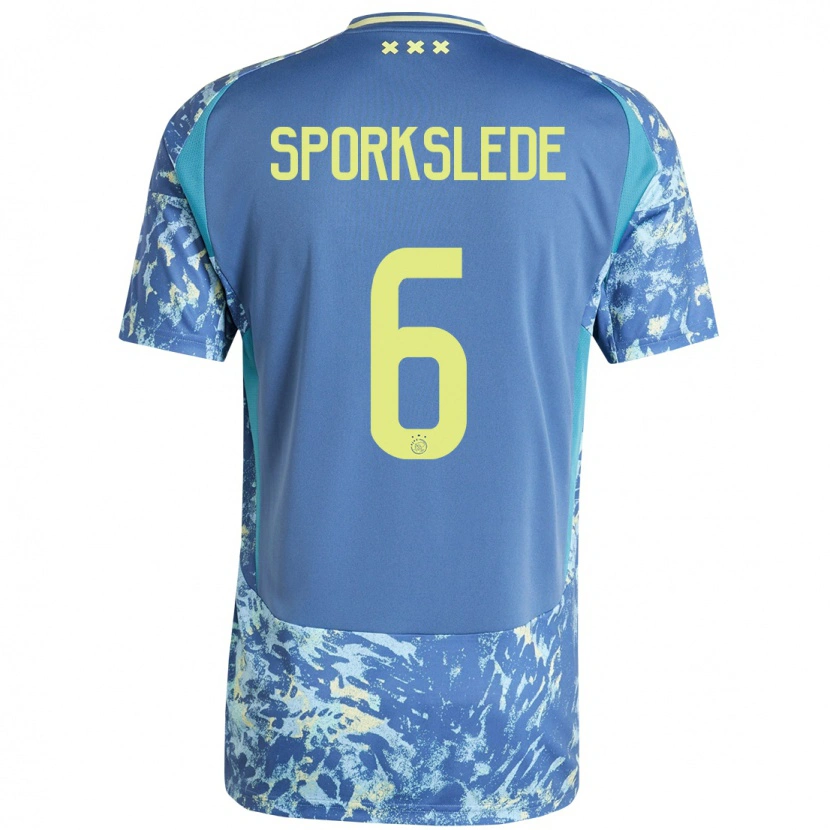 Danxen Mujer Camiseta Fabian Sporkslede #6 Gris Azul Amarillo 2ª Equipación 2024/25 La Camisa