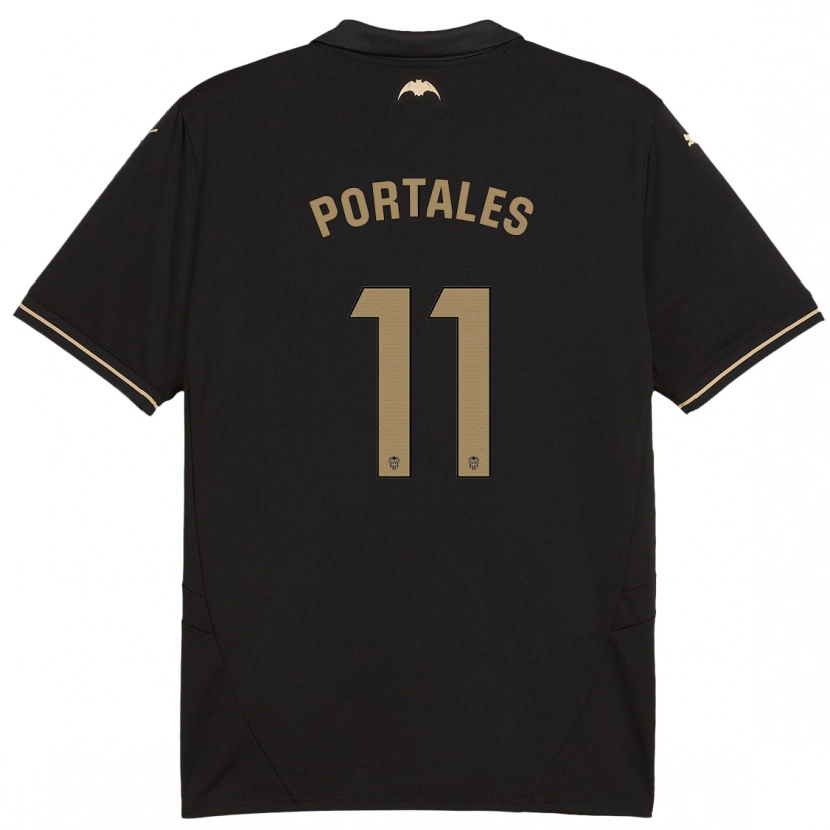 Danxen Mujer Camiseta Macarena Portales #11 Negro 2ª Equipación 2024/25 La Camisa