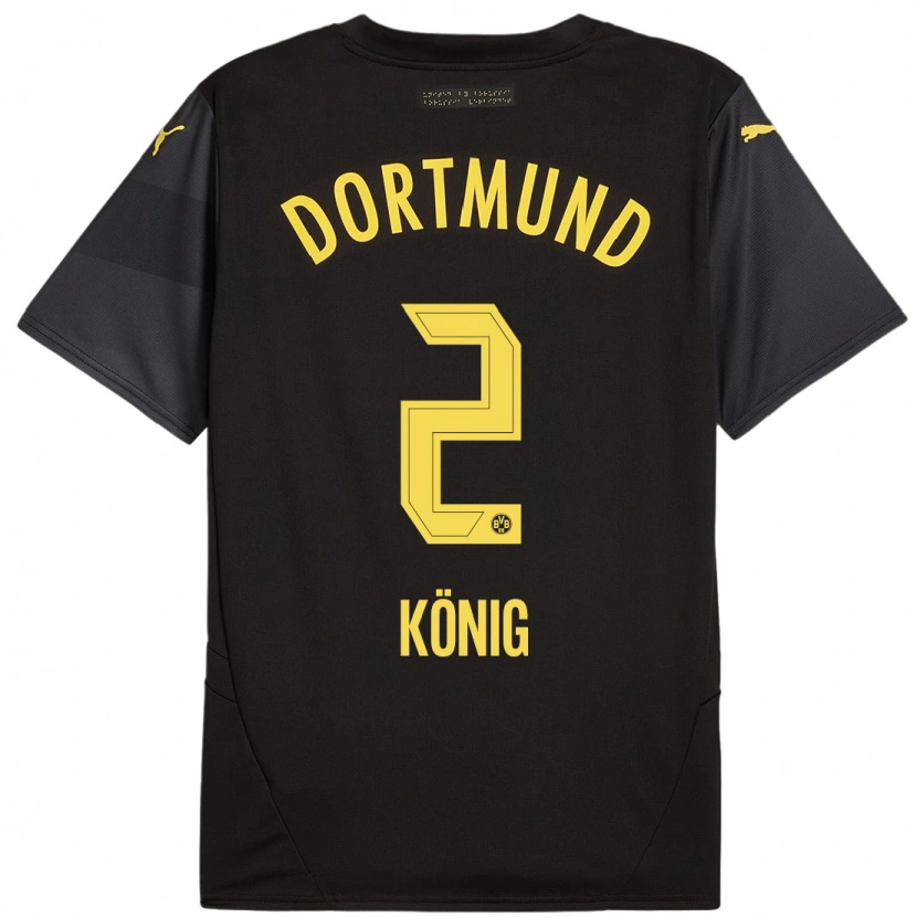 Danxen Mujer Camiseta Niklas König #2 Negro Amarillo 2ª Equipación 2024/25 La Camisa