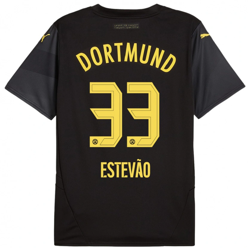 Danxen Mujer Camiseta Tiago Estêvão #33 Negro Amarillo 2ª Equipación 2024/25 La Camisa
