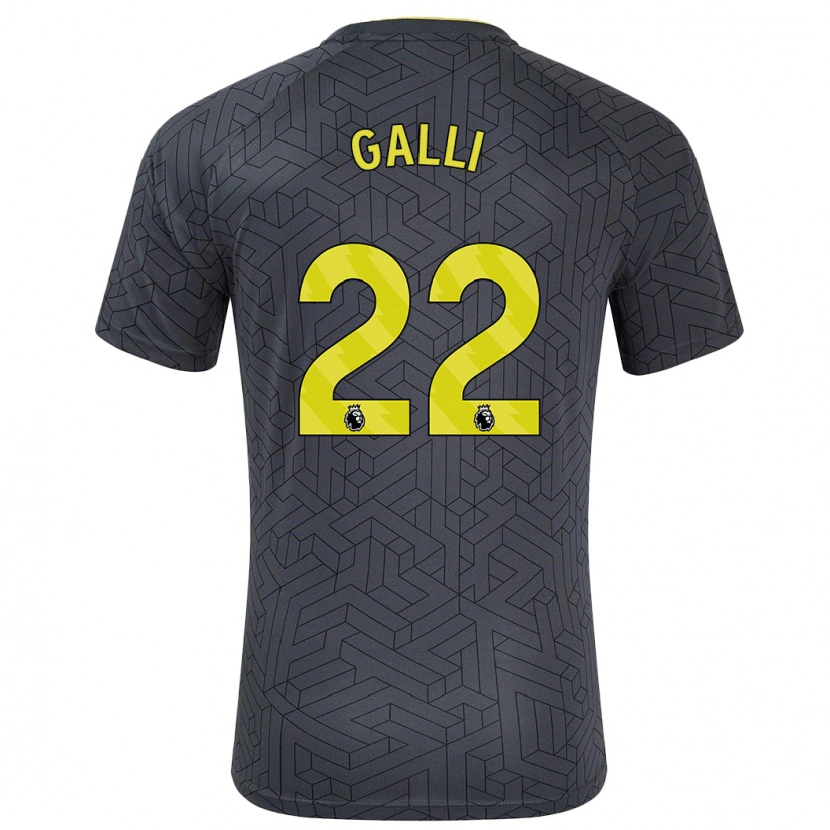 Danxen Mujer Camiseta Aurora Galli #22 Negro Amarillo 2ª Equipación 2024/25 La Camisa