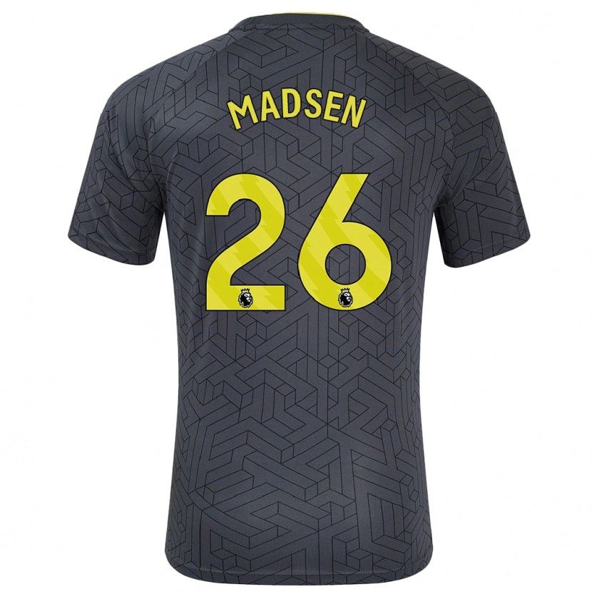 Danxen Mujer Camiseta Rikke Madsen #26 Negro Amarillo 2ª Equipación 2024/25 La Camisa