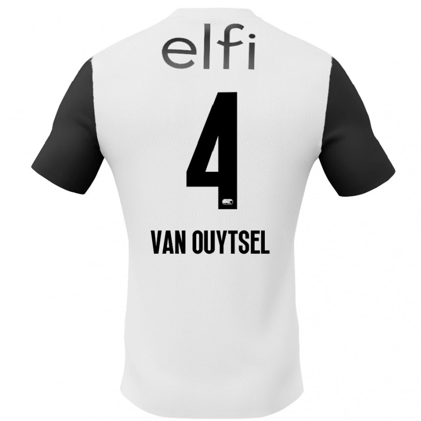 Danxen Mujer Camiseta Kevin Van Ouytsel #4 Blanco Negro 2ª Equipación 2024/25 La Camisa