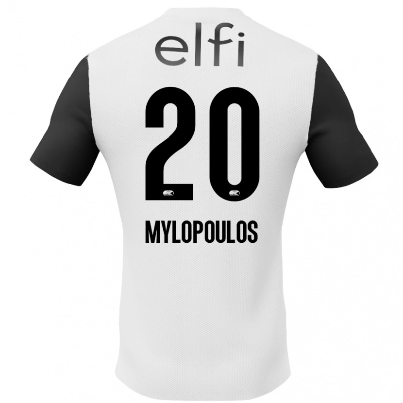 Danxen Mujer Camiseta Marios Mylopoulos #20 Blanco Negro 2ª Equipación 2024/25 La Camisa