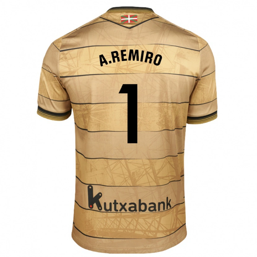 Danxen Mujer Camiseta Álex Remiro #1 Marrón 2ª Equipación 2024/25 La Camisa