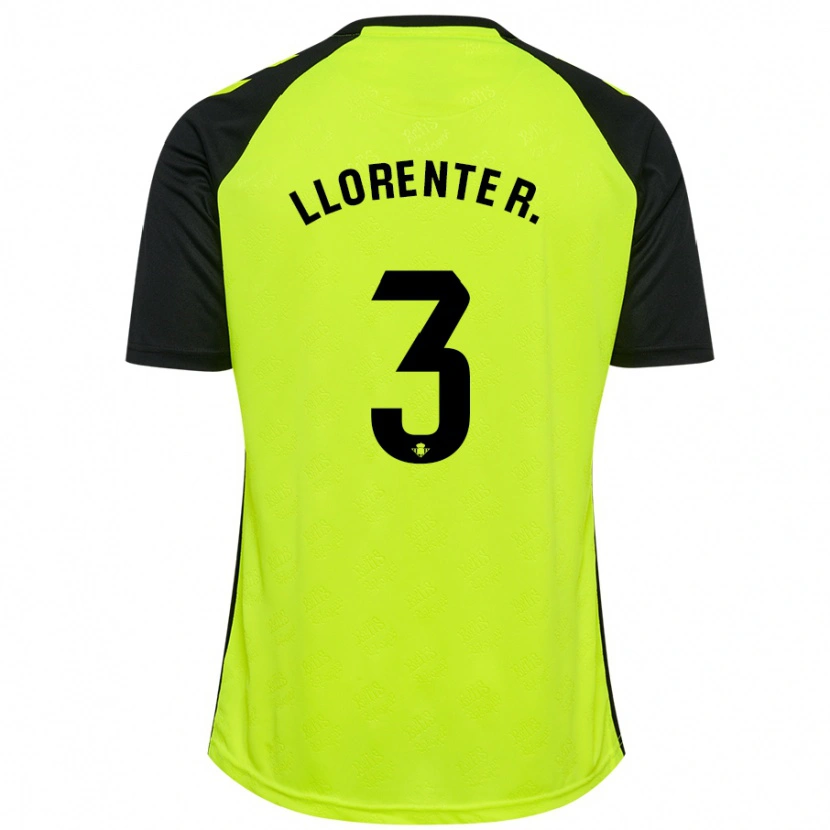 Danxen Mujer Camiseta Diego Llorente #3 Amarillo Fluorescente Negro 2ª Equipación 2024/25 La Camisa