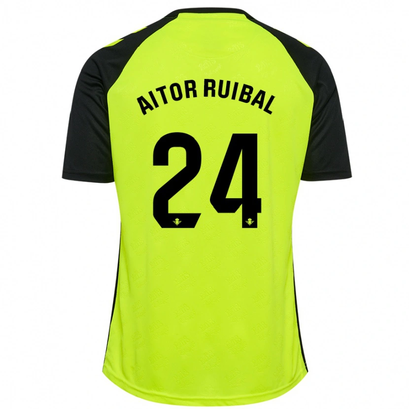 Danxen Mujer Camiseta Aitor Ruibal #24 Amarillo Fluorescente Negro 2ª Equipación 2024/25 La Camisa