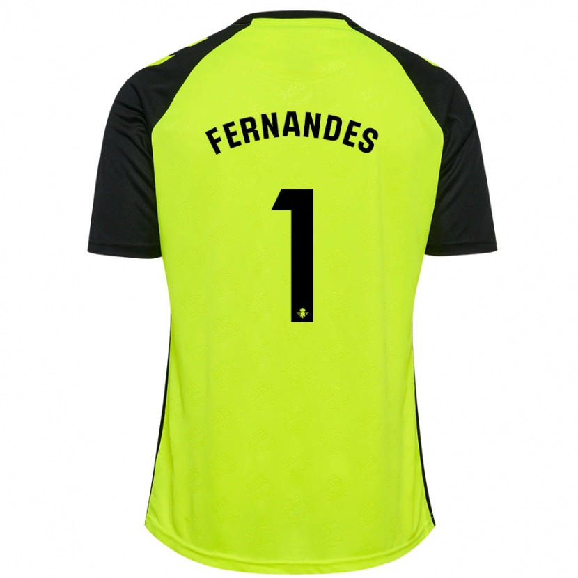 Danxen Mujer Camiseta Guilherme Fernandes #1 Amarillo Fluorescente Negro 2ª Equipación 2024/25 La Camisa