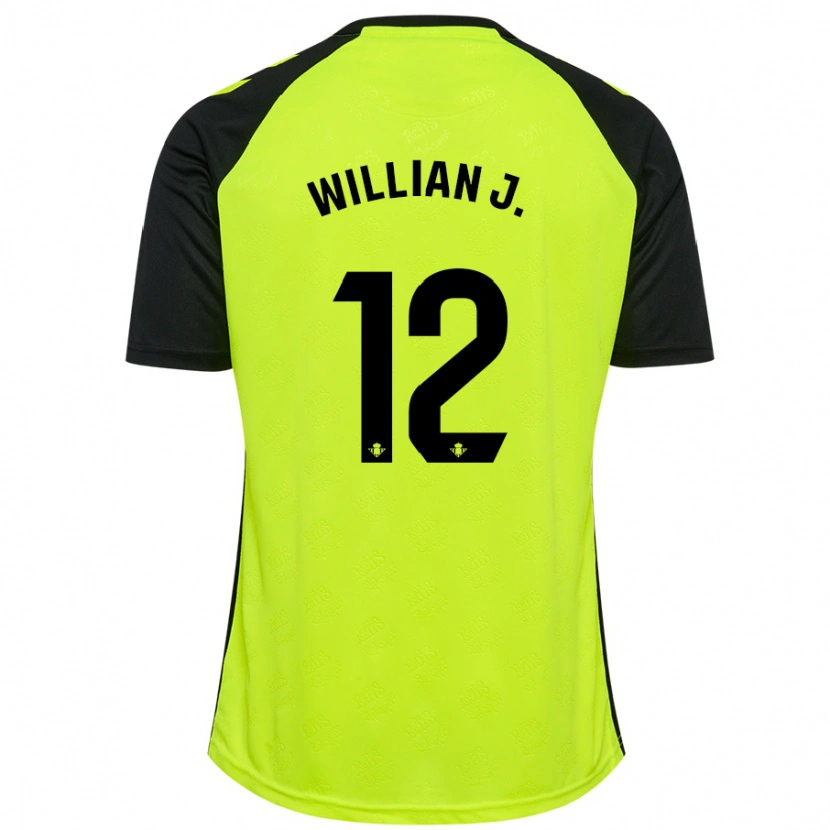 Danxen Mujer Camiseta Willian José #12 Amarillo Fluorescente Negro 2ª Equipación 2024/25 La Camisa
