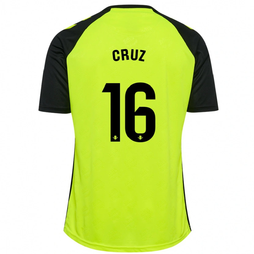Danxen Mujer Camiseta Juan Cruz #16 Amarillo Fluorescente Negro 2ª Equipación 2024/25 La Camisa