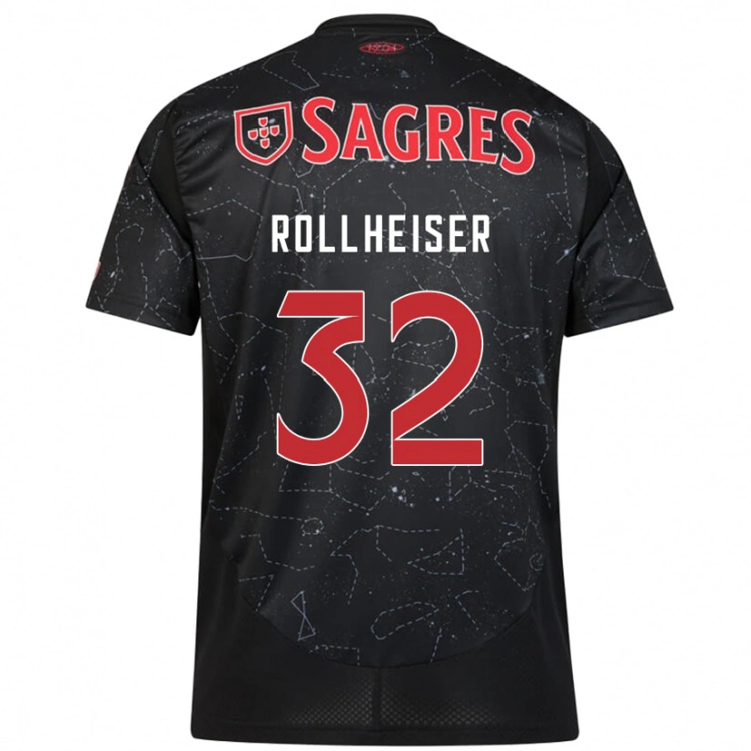 Danxen Mujer Camiseta Benjamín Rollheiser #32 Negro Rojo 2ª Equipación 2024/25 La Camisa