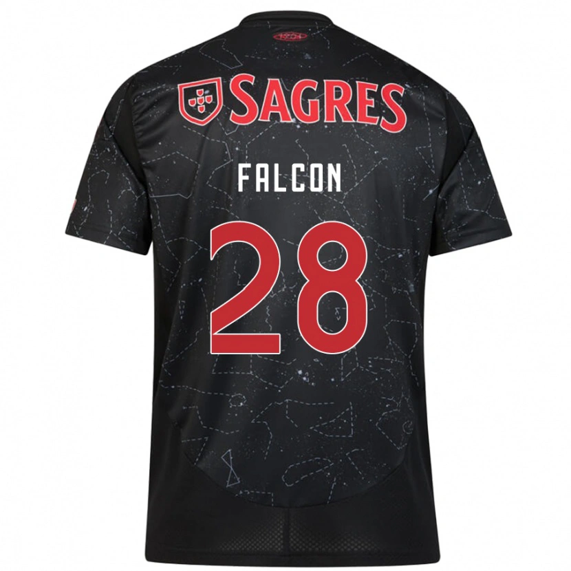 Danxen Mujer Camiseta Andrea Falcón #28 Negro Rojo 2ª Equipación 2024/25 La Camisa