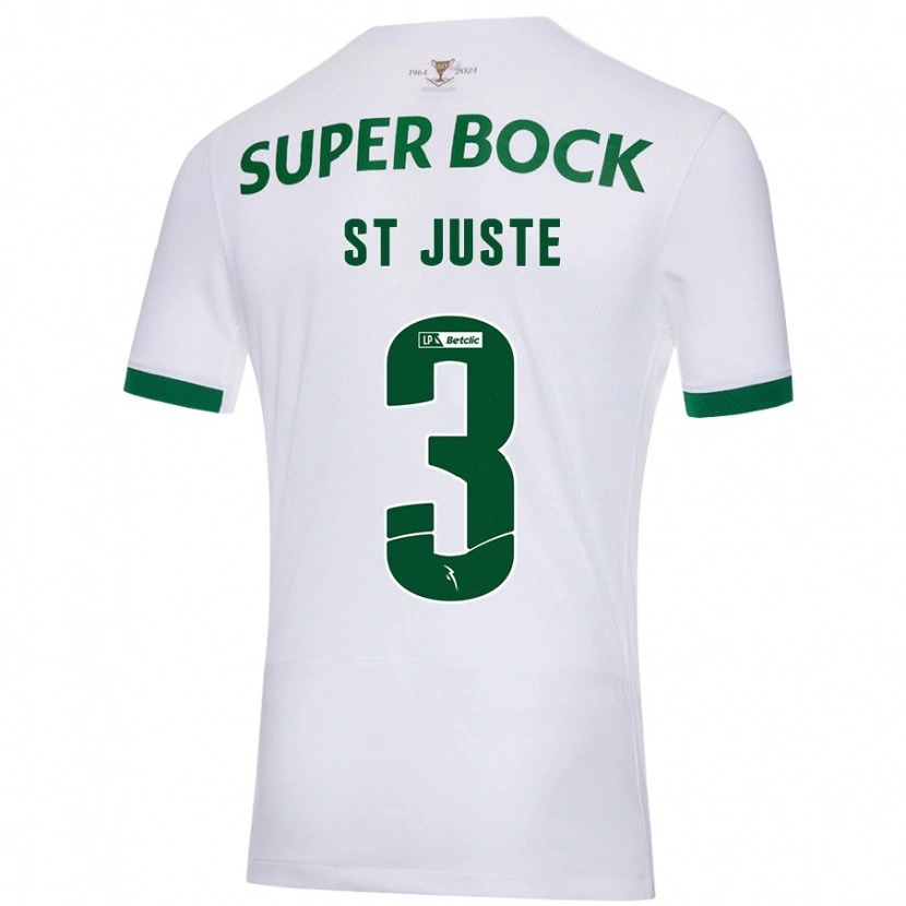 Danxen Mujer Camiseta Jerry St. Juste #3 Blanco Verde 2ª Equipación 2024/25 La Camisa